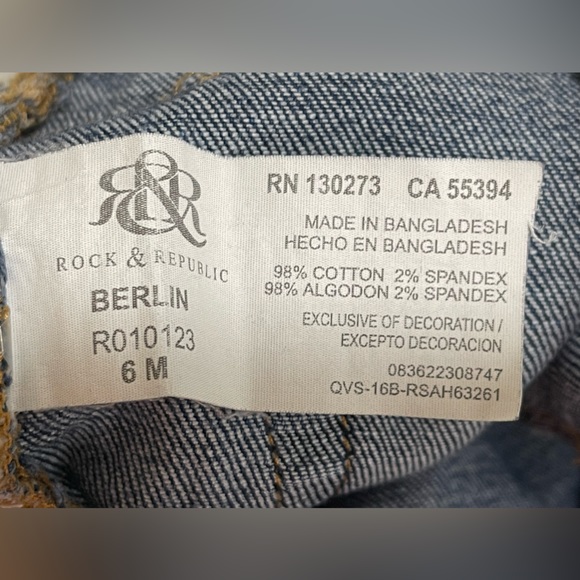 Rock & Republic Berlin Blue Distressed Ripped Jeans Women’s Size 6 - Picture 10 of 14